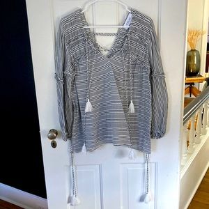 Derek Lam 10 Crosby size 6 crinkle cotton striped blouse